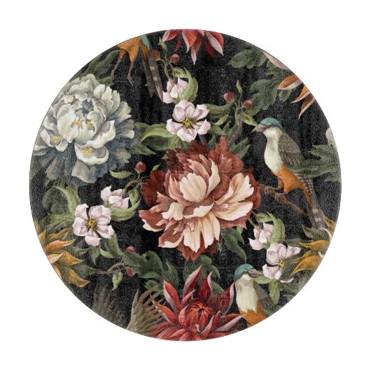 Pioenen, Rozen, Vogels. Snijplank (Voorkant)