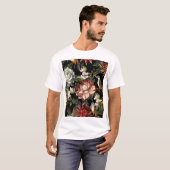 Pioenen, Rozen, Vogels. T-shirt (Voorkant volledig)