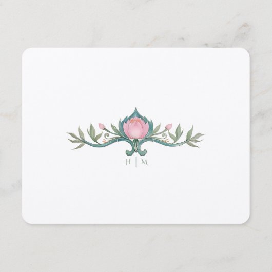 Pioenen Trouwinformatie Kaart Vintage (Achterkant)