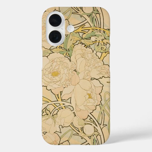 Pioenen van Alphonse Mucha,  Art Nouveau Case-Mate iPhone Case (Achterkant)