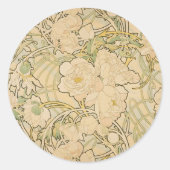 Pioenen van Alphonse Mucha, Art Nouveau Ronde Sticker (Voorkant)