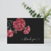  pioenen zwart Vrijgezellenfeest Bedankkaart (Staand voorkant)