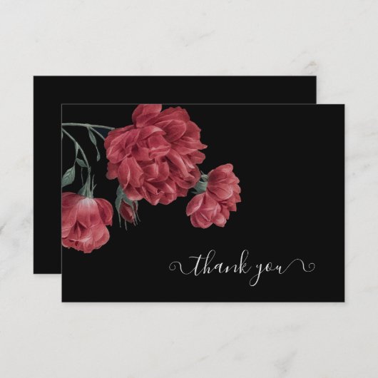  pioenen zwart Vrijgezellenfeest Bedankkaart (Voorkant / Achterkant)