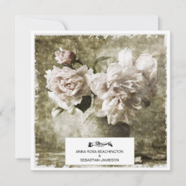 *~*  pioenenbloemen AR23 QR RSVP BRUILOFT Kaart