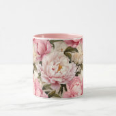 Pioenenbloemen Wit Roze Bloemen Ontwerper Mok (Midden)