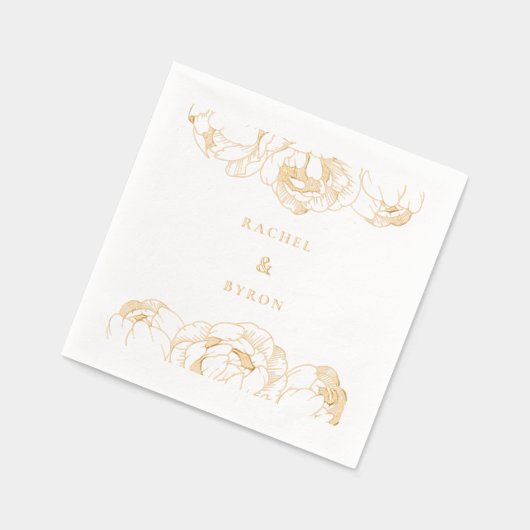 Pioenenbruiloft Goud Folie Servetten (Links)