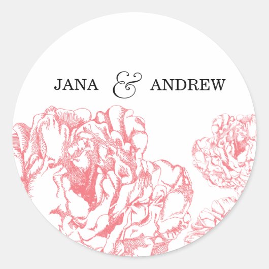 Pioenenenbruid & bruidegom Sticker (Voorkant)