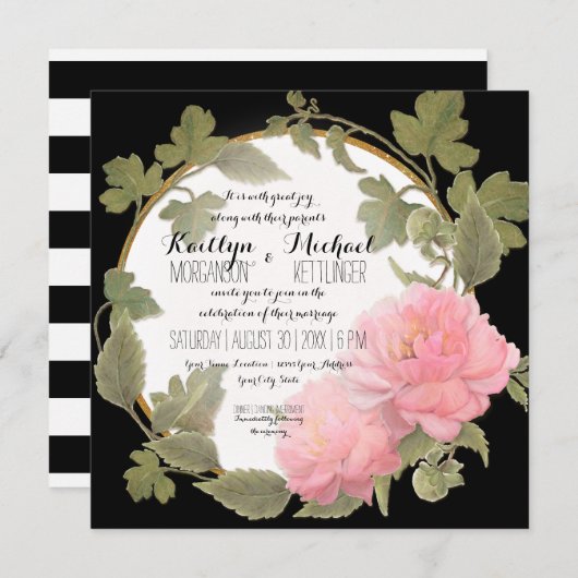 Pioenenkrans Vining gebladerte Goud  Plein Kaart (Voorkant / Achterkant)