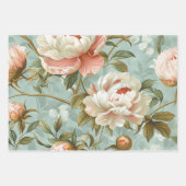 pioenenpastel bloemencadeau inpakpapier vel (Voorkant)