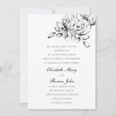 Pioenenschets Zwart Wit Formele Klassieke Bruiloft Kaart (Voorkant)