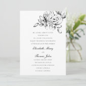 Pioenenschets Zwart Wit Formele Klassieke Bruiloft Kaart (Staand voorkant)