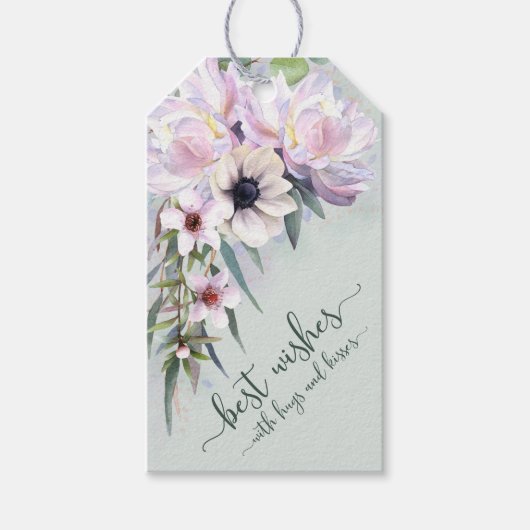 Pioenentuin beste wensen met knuffels en kusjes cadeaulabel (Voorkant)