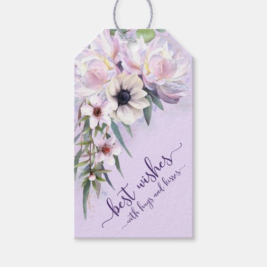 Pioenentuin beste wensen met knuffels en kusjes cadeaulabel (Voorkant)