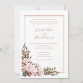 Pioenentuin rustieke perzik witte bruiloft kaart (Voorkant)