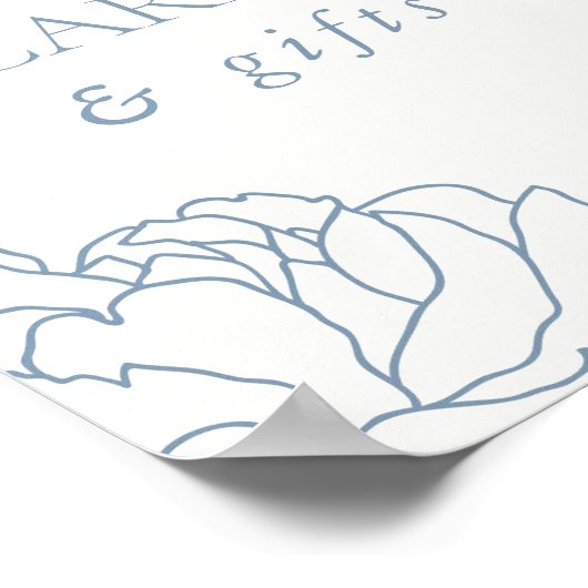 Pioenentuin Stoffig Blauw Bloemen Kaarten & Gesche Poster (Hoek)