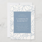 Pioenentuin Stoffig Blauw Bloemen Vrijgezellenfees Kaart (Voorkant)