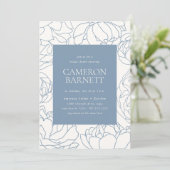 Pioenentuin Stoffig Blauw Bloemen Vrijgezellenfees Kaart (Staand voorkant)