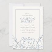 Pioenentuin Stoffig Blauw Bloemen Vrijgezellenfees Kaart (Voorkant)