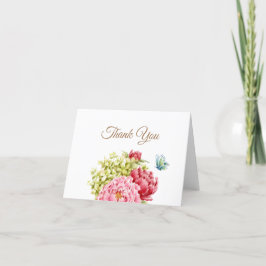 Pioenhortensia dank u kaart blanco