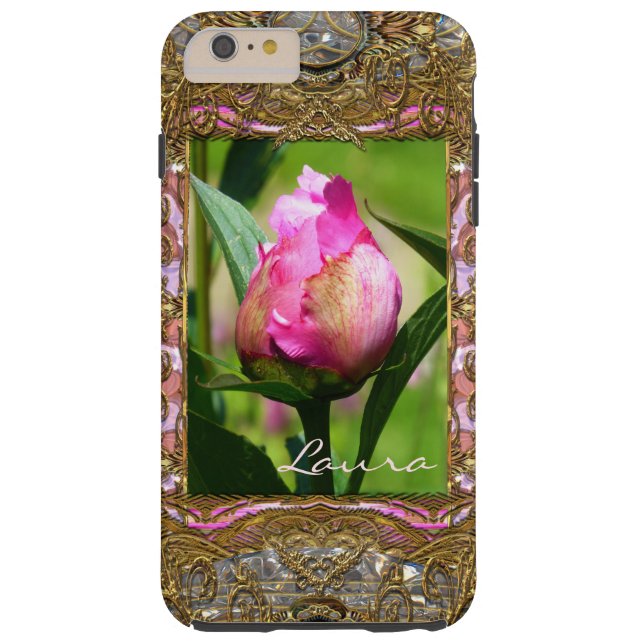 Pioenknop Monogram Meisjesachtig Case-Mate iPhone Case (Achterkant)