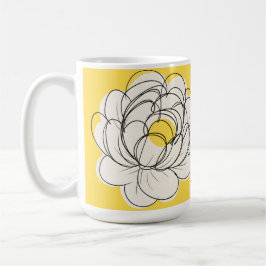 Pioenmok Bold Geel Grafisch Bloem Minimalistisch L Koffiemok