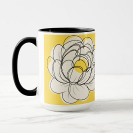 Pioenmok Vet Gele Grafische Bloem Minimalistische Mok