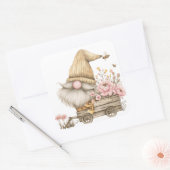 Pioenroos Bloem Gnoom Vierkante Sticker (Envelop)