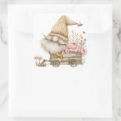 Pioenroos Bloem Gnoom Vierkante Sticker (Tas)