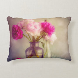  pioenroos boeket in glazen vazen accent kussen