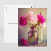  pioenroos boeket in glazen vazen briefkaart (Voorkant / Achterkant)