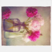 pioenroos boeket in glazen vazen fleece deken (Voorkant (Horizontaal))