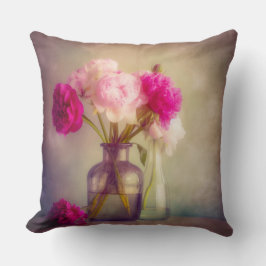  pioenroos boeket in glazen vazen kussen