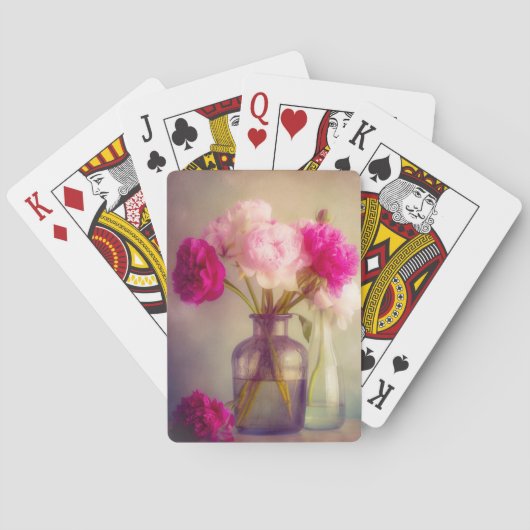  pioenroos boeket in glazen vazen pokerkaarten (Achterkant)