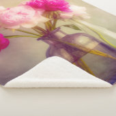  pioenroos boeket in glazen vazen sherpa deken (3/4)