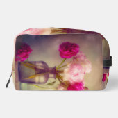 pioenroos boeket in glazen vazen toilettasje (Achterkant)