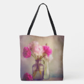 pioenroos boeket in glazen vazen tote bag (Achterkant)