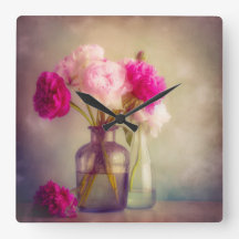 pioenroos boeket in glazen vazen