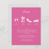 Pioenroos Bruiloft DETAILS Uitnodiging (Voorkant / Achterkant)