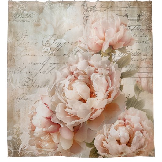  pioenroos elegantie douchegordijn (Voorkant)