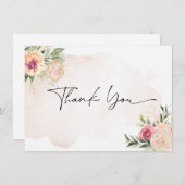 Pioenroos en Goud Bloei Dankkaart Bedankkaart (Voorkant / Achterkant)