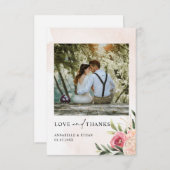 Pioenroos en Goud Folie Bloeiende Trouw Dankkaart Bedankkaart (Voorkant / Achterkant)