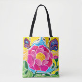 Pioenroos en Vlinders Tote Bag (Voorkant)