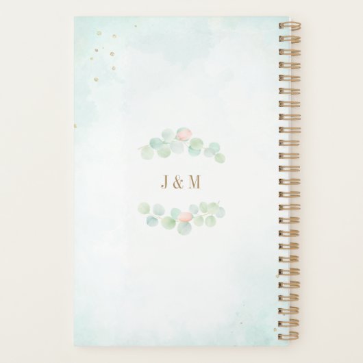 Pioenroos Groene takken Eucalyptus Monogram Bruilo Planner (Achterkant)