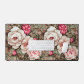  pioenroos roze & groen  bloempatroon bureaumat (Keyboard & Muis)