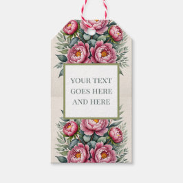 pioenroos roze waterverf bloemen eucalyptus Gift L Cadeaulabel