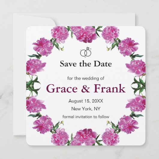 Pioenroos. Save The Date (Voorkant)