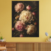 Pioenroos Vintage Botanische Muurkunst Canvas Afdruk (Insitu (Woonkamer))