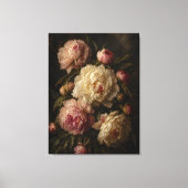 Pioenroos Vintage Botanische Muurkunst Canvas Afdruk (Voorkant)