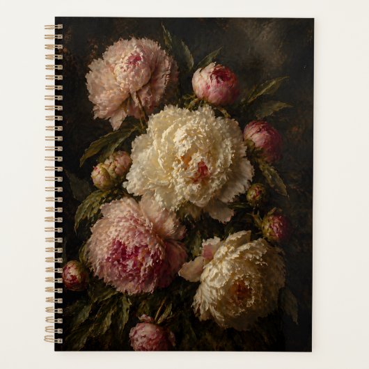 Pioenroos Vintage Botanische Muurkunst Planner (Voorkant)