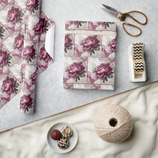 pioenroze alcoholinkt cadeaupapier (Crafts)